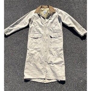 Vintage The J Peterman Co Mens Horsemans Long Canvas Trench Duster Coat Large